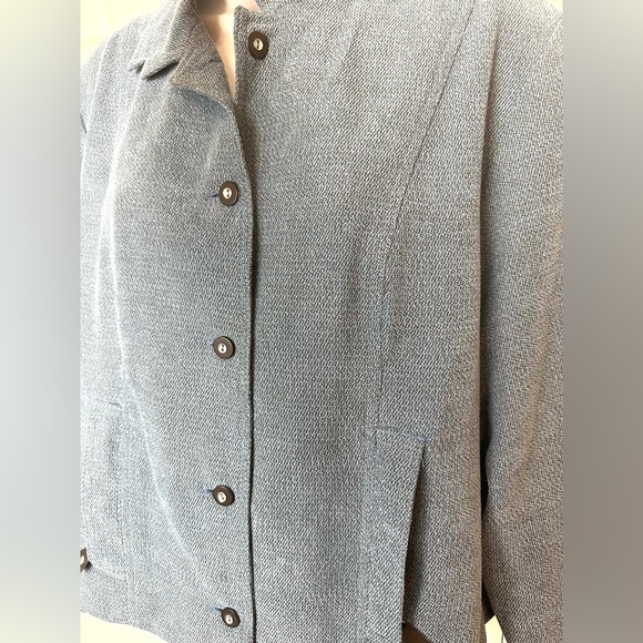 JAMIE SADOCK Golf Blue Jacket Coat Textured Knit Black Buttons Zippered Pockets - Picture 5 of 9